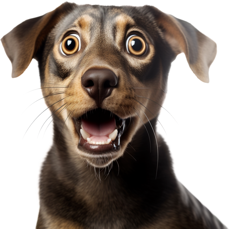Funny dog muzzle on a transparent background